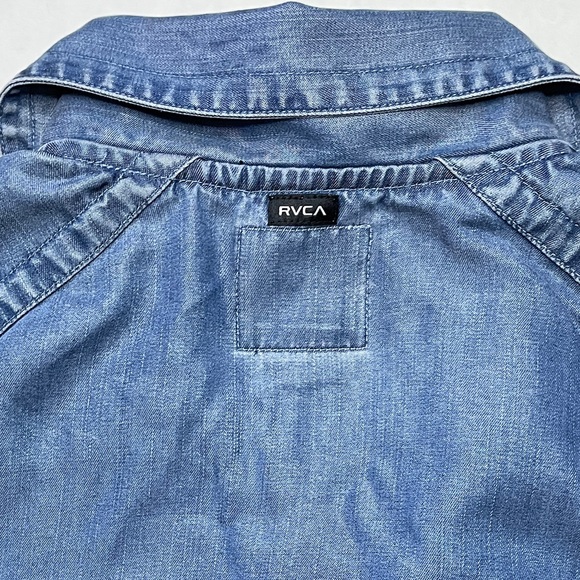 RVCA Womens Small Moto Jacket Rayon Lightweight Blue Full Zip Long Sleeve - Picture 5 of 8